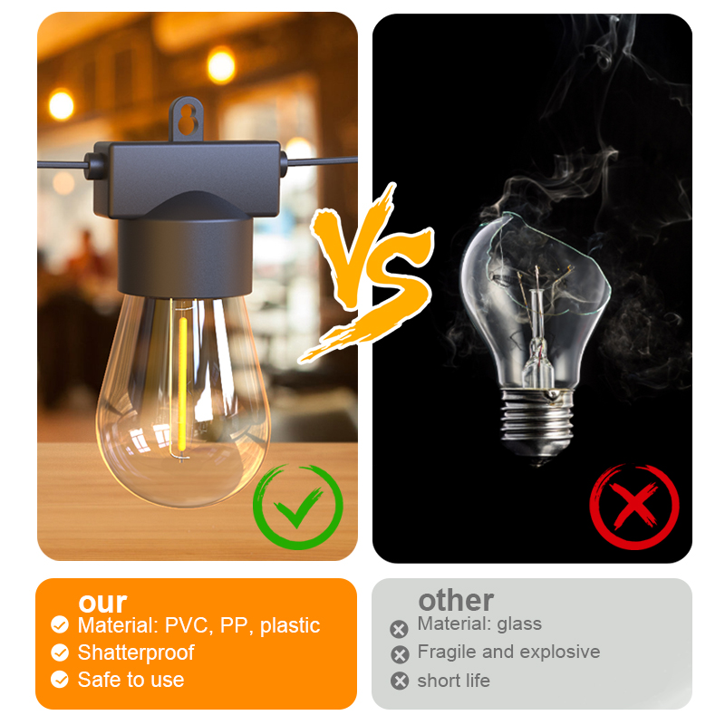 HCP095  S14太阳能暖白灯串